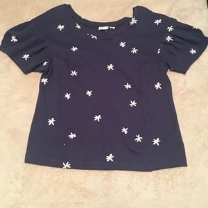 Anthropologie Postmark Navy Jasmine Floral Blouse